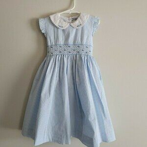 Hartstrings Blue Seersucker dress baby 18m